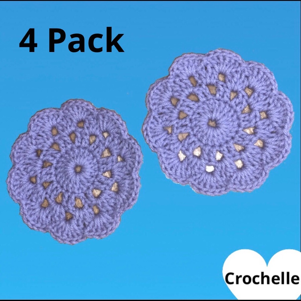 NEW Customizable Crochet Flower Coasters (4 pack)